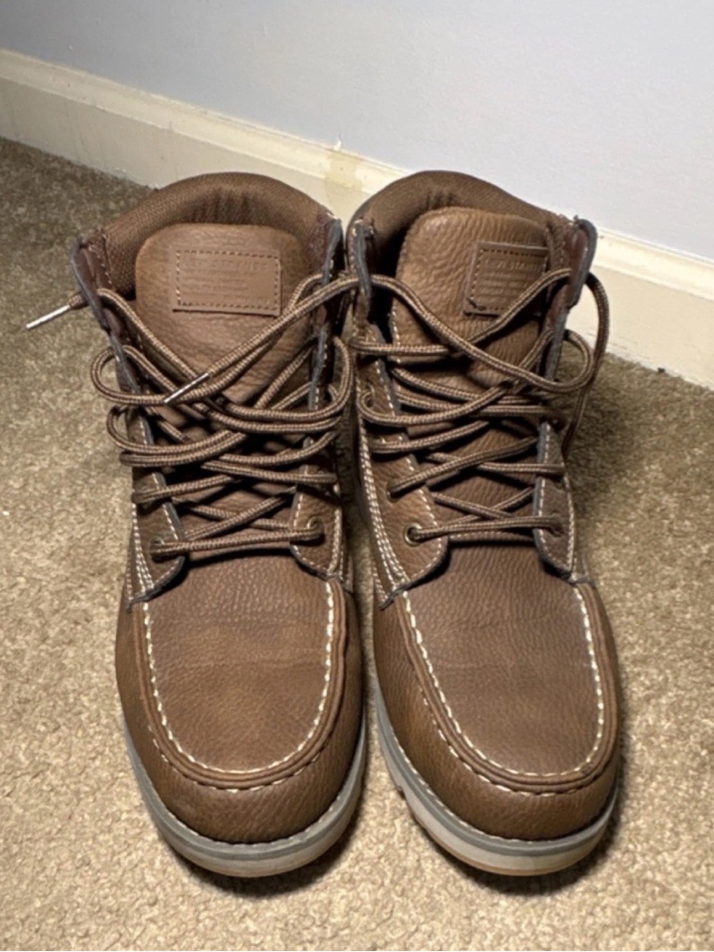 Levi's Men's Brown Leather Moc Toe Lace-Up Boots